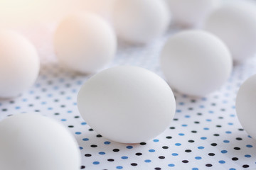 Eggs on dotted fabric background