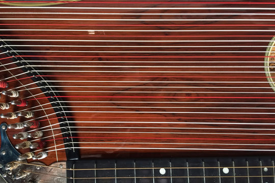 Zither - stringed instrument - close up view 