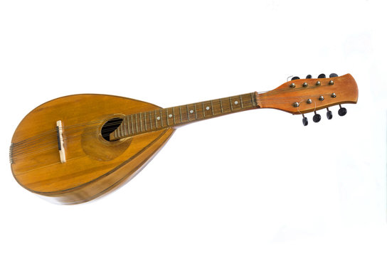 Mandolin isolated on a white background. Baroque string musical instrument.
