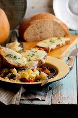 italian pumpkin kale chicken noodle soup fontina toast