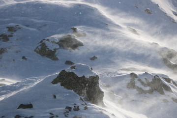 Schneesturm in den Bergen