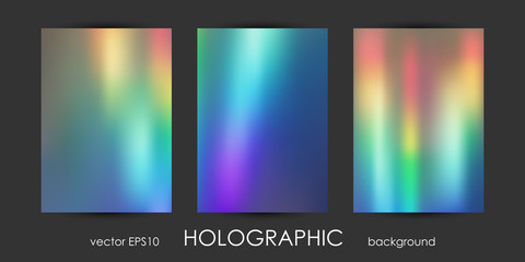 Set of Trendy Holographic Backgrounds for Cover, Flyer, Brochure, Poster, Wedding Invitation, Wallpaper, Backdrop, Business Design.