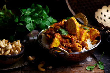 pumpkin curry chicken over cashew rice.