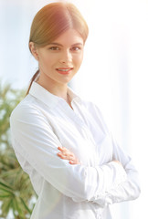 closeup portrait of young business lady