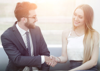 Successful job interview with boss and employee handshaking