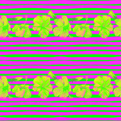 Fototapeta na wymiar Hibiscus Seamless Pattern with Lines.