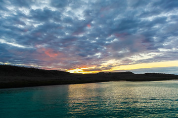 Pleasant sunset on Isla Lobos, Galapagos