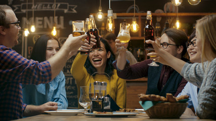 People celebrate with toast