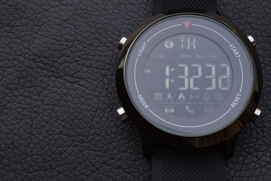 Sport Smart Watches On Black Leather