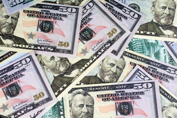 Money made on the stock exchange, dollar banknotes background