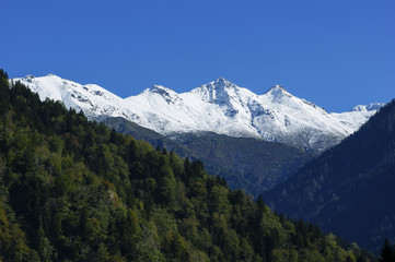 Snowy Kackar mountains scenery in Zilkale, Rize, in Turkey