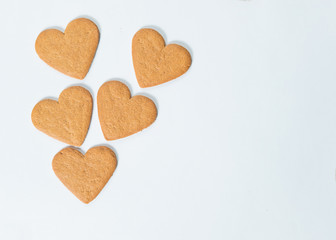 cookie hearts with text space on white isolate background