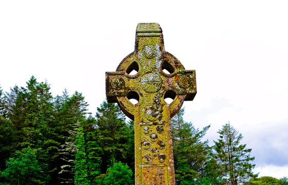 Celtic cross of Toormakeady Church, Lough Mask County Mayo in Ireland.