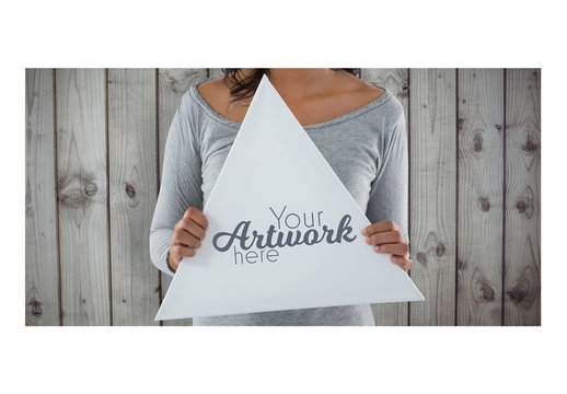 Person Holding Triangular Frame Mockup 1
