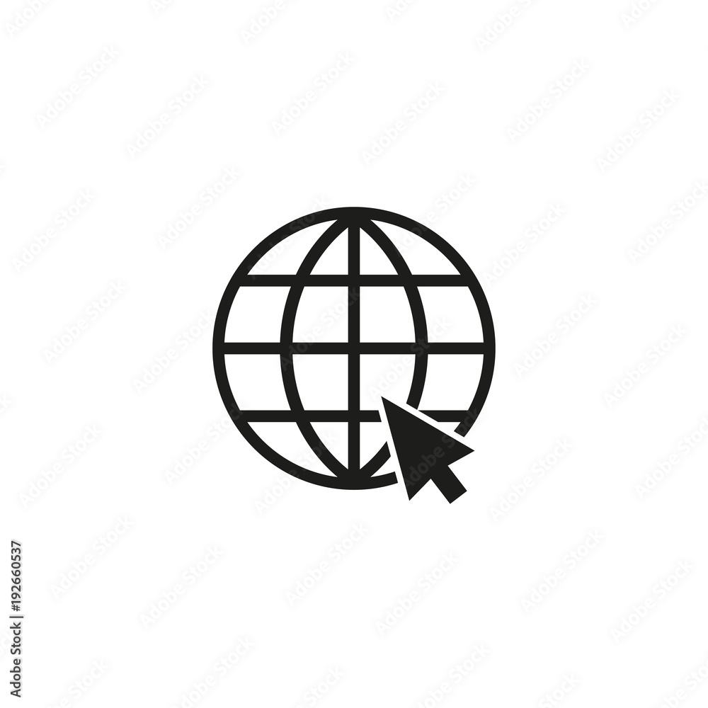 Aufkleber icon website, www and globe with arrow on white background