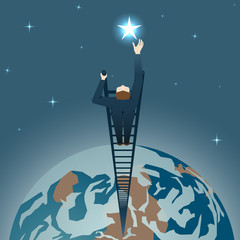 Business man catches star