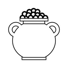 cauldron full coins money treasure fortune vector illustration outline image