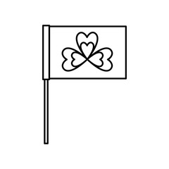 flag in the pole with clover festival st patricks symbol vector illustration outline image