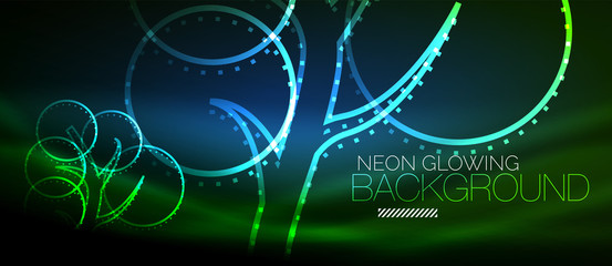 Vector neon glowing tree background