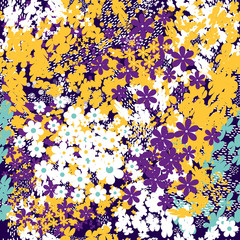 Abstract floral seamless pattern with strokes and dotted for textile, paper and web design