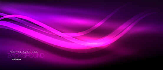 Neon purple elegant smooth wave lines digital abstract background