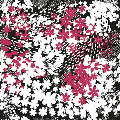 Abstract floral seamless pattern with strokes and dotted for textile, paper and web design