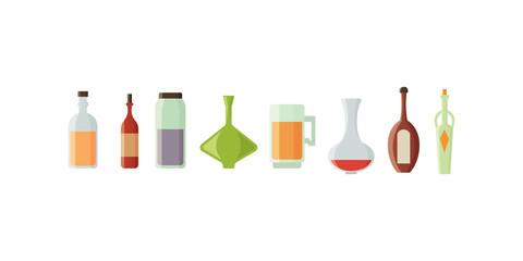 Set design alcohol bottles illustration