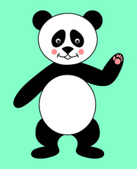 Panda welcoming cartoon including sketch vector cartoon colored illustration