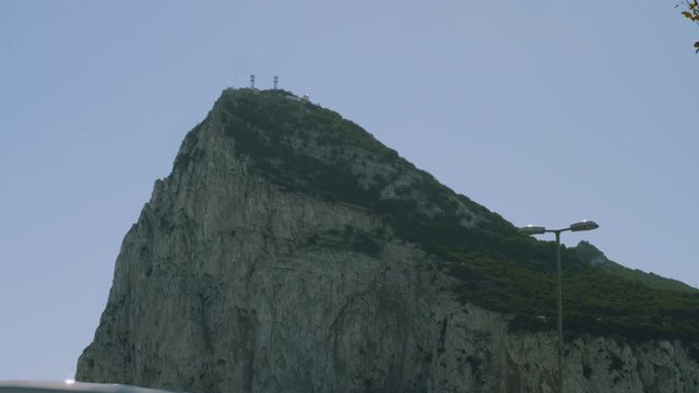 View of Rock of Gibraltar with military centre on top of it