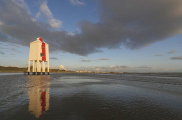 The old wooden lighthouse at Berrow, Somerset