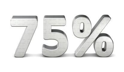 75 prozent symbol 3d silver struktur