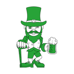 Elf with beer and walking stick icon vector illustration graphic design