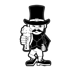 Elf with beer cup cartoon icon vector illustration graphic design