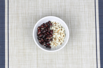 Black bean and Pivot in sweet coconut cream topped coconut milk.
