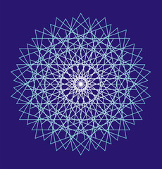 Abstract Mandala. Blue colour. Ornament, pattern.