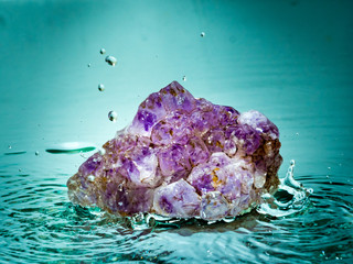 A palace on the water in the Lazienki Park in Warsaw seen among flowers and trees during a spring...