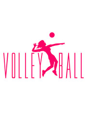 m&auml;dchen cool text girl frau weiblich sprung aufschlag silhouette schatten umriss cool Volleyball rund kreis ball spielen verein spa&szlig; sport logo design