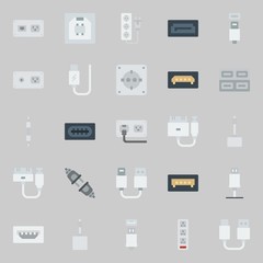 Icons about Connectors Cables with usb cable, unplugged, volume controller, sata, usb and socket