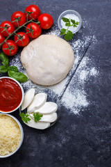 Raw dough for pizza
