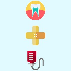 Icons about Medical with band aid, teeth and drob counter