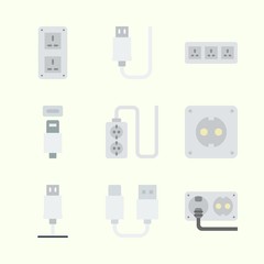 Icons about Connectors Cables with usb, socket and usb cable