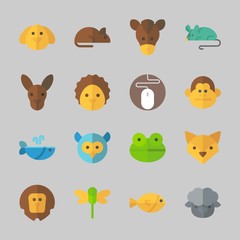 Icons about Animals with monkey, mouse, horse, hedgehog, kangaroo and frog