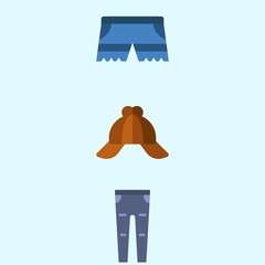Icons about Man Clothes with trousers, cap and short