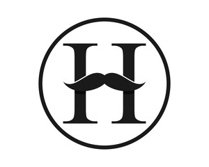 mustache beard gentleman fashion barber typography image vector icon logo