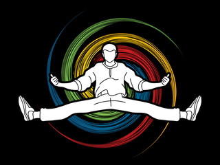 Street dance, B boys dance, Hip Hop Dancing action designed on spin wheel background graphic vector