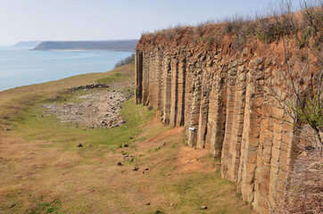 Large dark gray basalt beach in Penghu,Taiwan