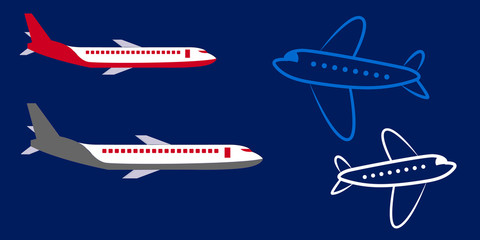 Vector airplane Icon. Isolated on a blue background