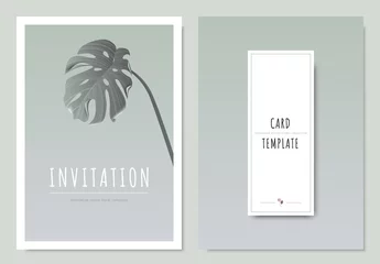 Gordijnen Split leaf Philodendron, minimal invitation card template design © momosama