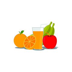 fruits mix juice in the glass vector 
