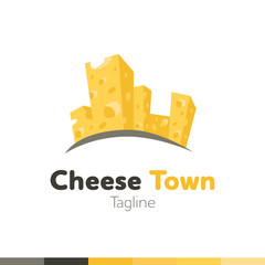 Cheese Food Logo, Restaurant logo, food and cooking logo, vector logo template.